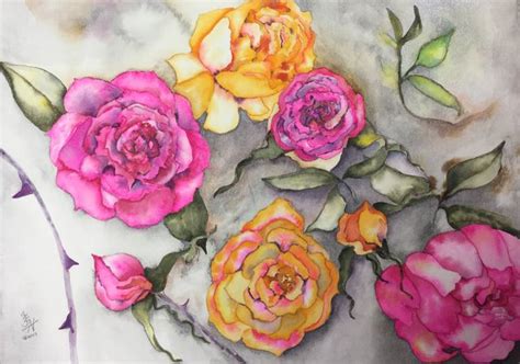 Cabbage Rose Painting at PaintingValley.com | Explore collection of Cabbage Rose Painting