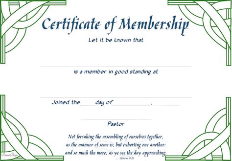 Church Membership Certificate Template