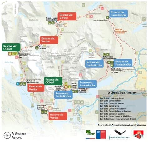 Torres del Paine O Circuit Trek Map Itinerary | A Brother Abroad