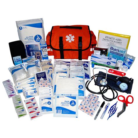 EMT Style First Responder Medical Kit - 374 Pieces - Orange Bag - Medical Trauma Kits