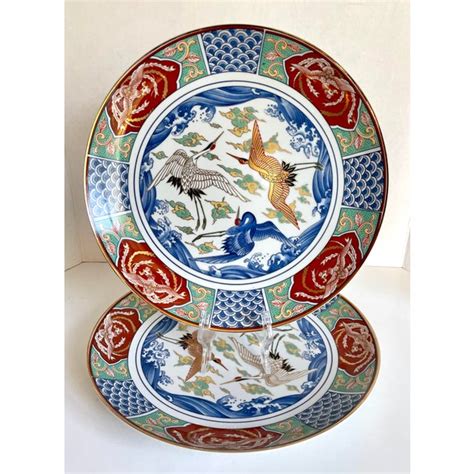 Japanese Imari Asian Crane Dinnerware and Serving Set - 19 Pieces ...