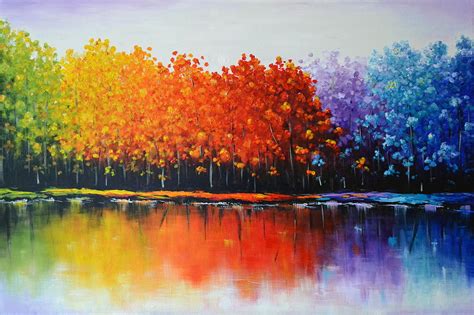 Rainbow trees Painting by Zarema Mamedova - Fine Art America