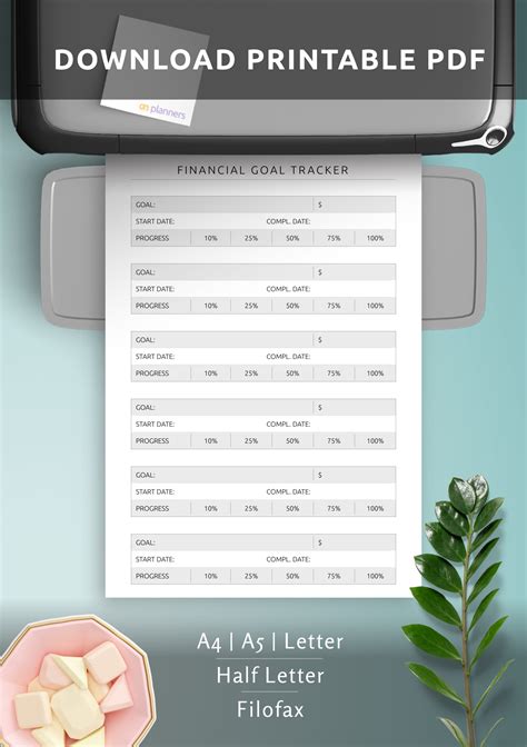 Download Printable Financial Goal Tracker Template PDF