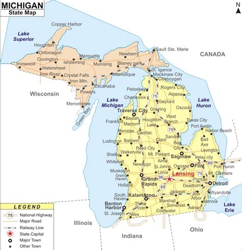 Best Photos of Map Of Michigan Cities And Towns - Michigan Map with ...