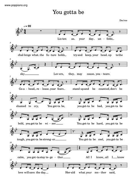 Des'ree-You Gotta Be Sheet Music pdf, - Free Score Download ★