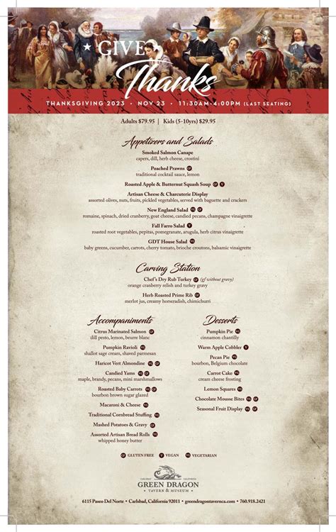 Thanksgiving - Carlsbad Restaurant & Private Events | Green Dragon Tavern & Museum