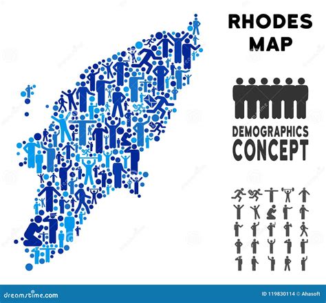 Demographics Greek Rhodes Island Map Stock Vector - Illustration of ...