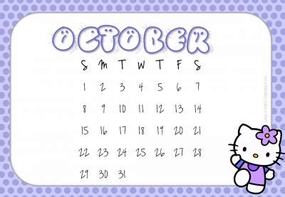 Free Printable Hello Kitty Calendars