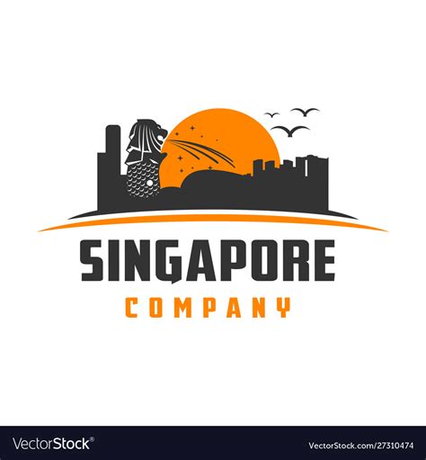 Singapore landmark logo design Royalty Free Vector Image