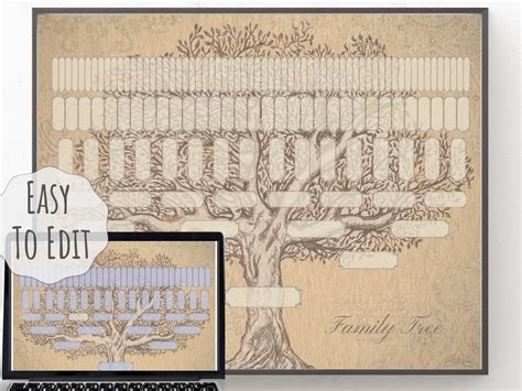 7 Generation Family Tree Template 20x28inch PDF File Instant - Etsy Finland