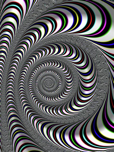 Trippy Colorful Fractal Spiral Op Art Digital Art by Matthias Hauser