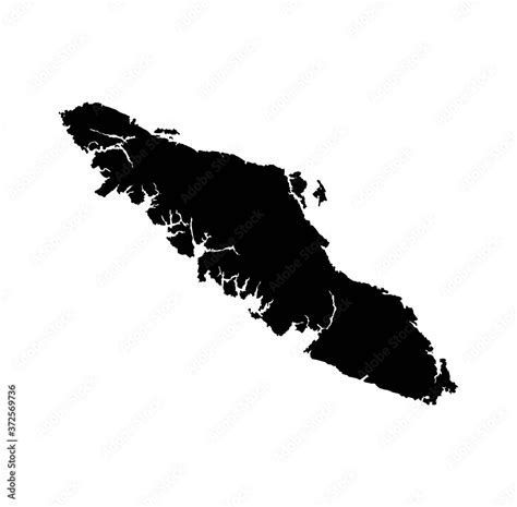 Outline, isolated map of Vancouver island Stock Vector | Adobe Stock