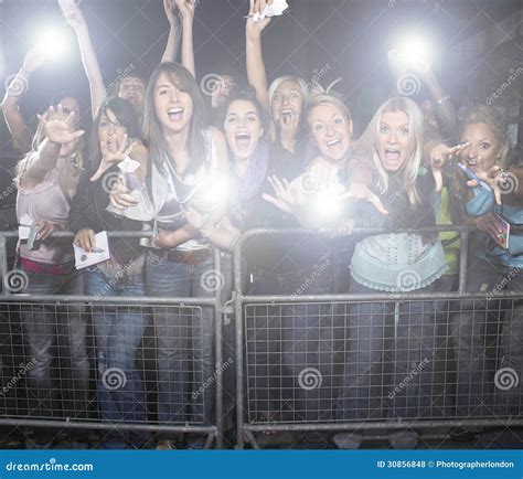 Crowd Of Young Female Fans Screaming And Cheering At Concert Royalty Free Stock Photos - Image ...