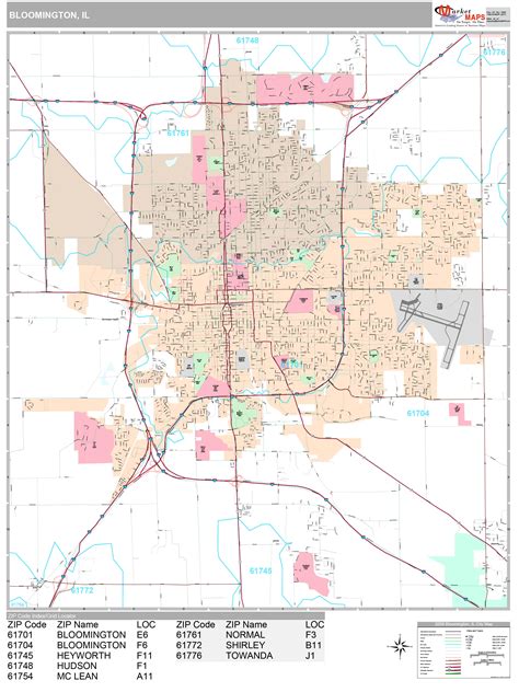 Bloomington Illinois Wall Map Premium Style By Market - vrogue.co