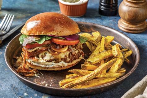 Cheesy Beef Burger & Fries Recipe | HelloFresh