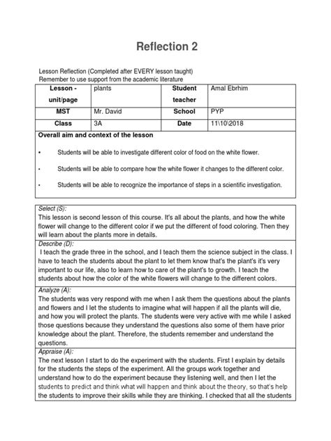 lesson reflection 2 | Experiment | Scientific Method | Free 30-day Trial | Scribd