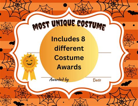 Printable 8 Different Halloween Costume Award Certificates / Halloween ...