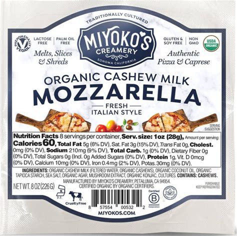 Miyokos - Mozzarella Organic Cashew Milk - 8 oz - Vegan