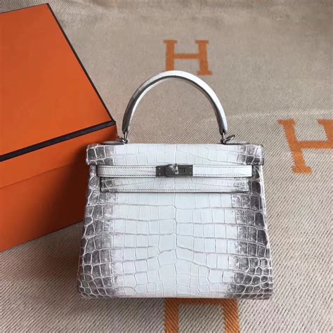 Hermes Himalaya Crocodile Leather Kelly 25CM Tote Bag Silver Hardware - HoooBags.com