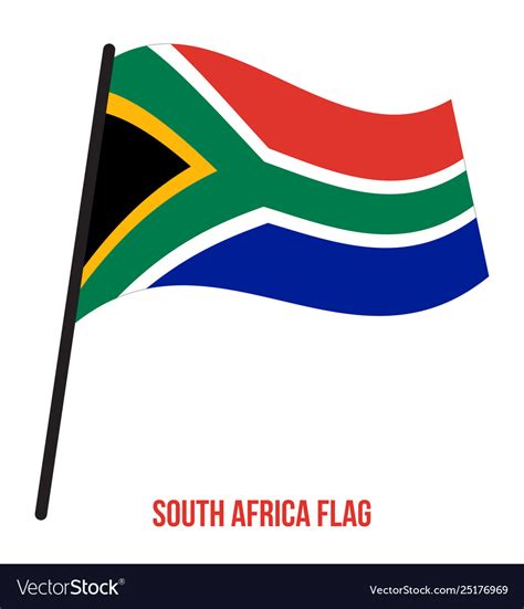 South africa flag waving on white background Vector Image