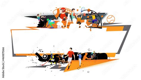 Vector illustration of sports abstract background design with sport ...