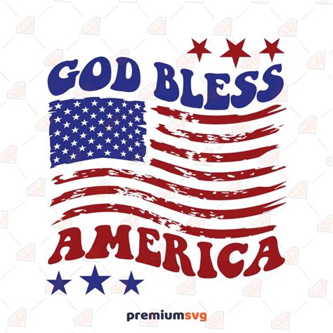 God Bless America SVG with Wavy USA Flag | PremiumSVG