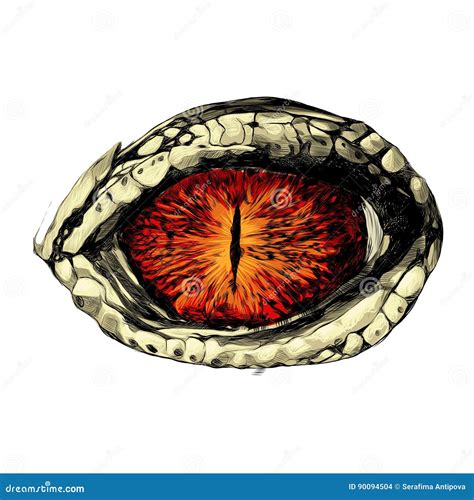 Eye of a crocodile stock illustration. Illustration of fear - 90094504