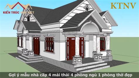 Mẫu Nhà Đẹp | Nhà Cấp 4 Mái Thái Đẹp Cho Nông Thôn | 4 Phòng Ngủ 1 Phòng Thờ - YouTube