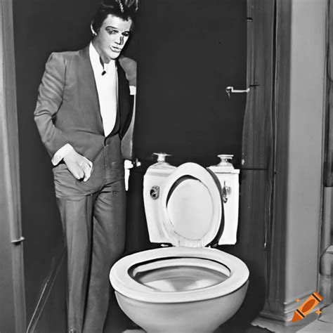 Elvis presley singing near a toilet on Craiyon