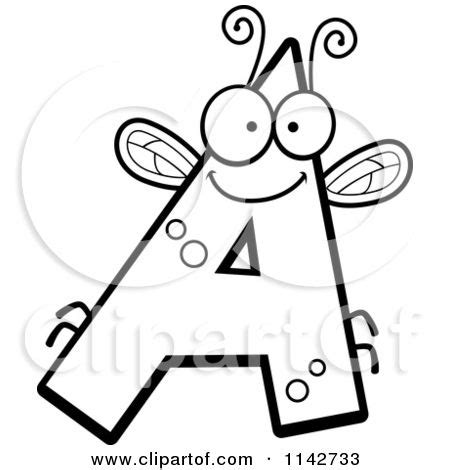 Black and White Letter A Bug Coloring Page