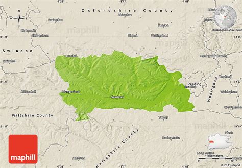 Physical Map of West Berkshire, shaded relief outside