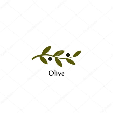 Isolated green vector olive branch logo. Olive oil sign. Symbol of peace. Greek religious sign ...