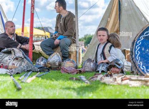 Historical reenactment anglo saxon viking battle hi-res stock photography and images - Alamy