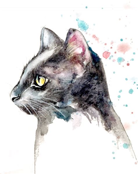 Black Cat watercolor painting by Christy Obalek | Watercolor cat ...