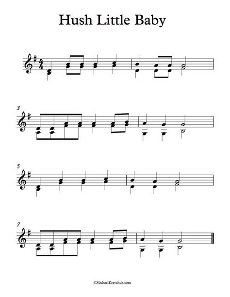 Free Violin Duet Sheet Music – Hush Little Baby – Michael Kravchuk