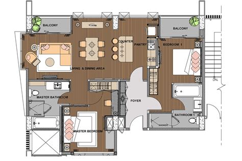 TWO BEDROOM SUITE - FLOOR PLAN LAYOUT | The Park Nine Suvarnabhumi