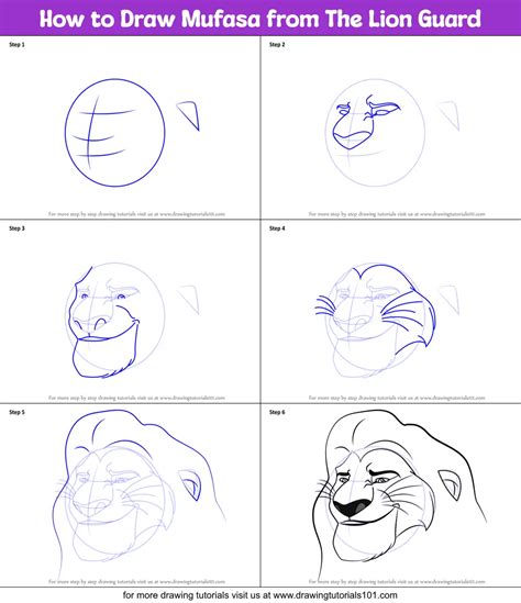 How to Draw Mufasa from The Lion Guard printable step by step drawing sheet ...