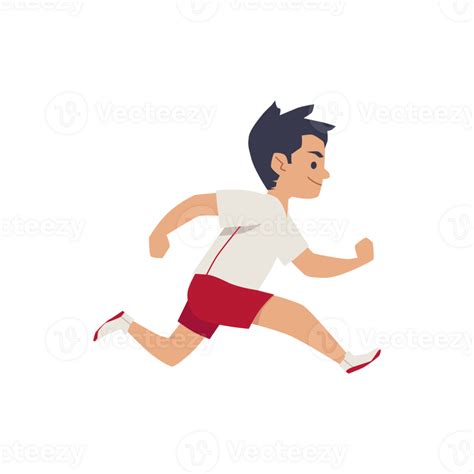 Child boy in sportswear running fast, flat cartoon vector illustration ...