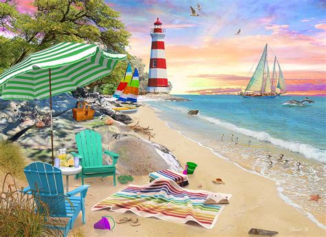 Seaside Beach, 1000 Pieces, Vermont Christmas Company | Puzzle Warehouse