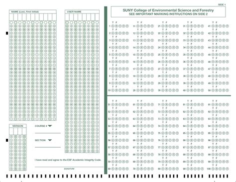 Scantron Sheet Printable