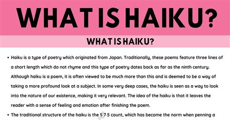 Haiku Poem Structure