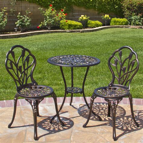 Best Choice Products Outdoor Patio Furniture Tulip Design Cast Aluminum Bistro Set in Antique Copper