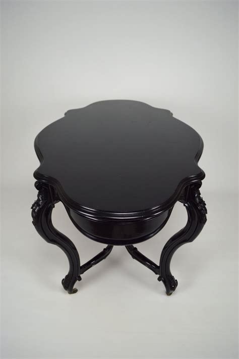 Antique Ebonised Wood Game Table and Chairs Set for sale at Pamono