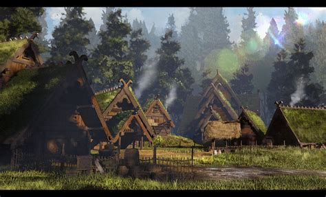 ArtStation - forest village, KoBOng | Fantasy landscape, Forest village ...