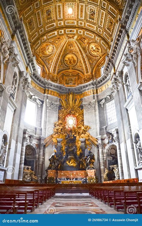 Interior of the Saint Peter Cathedral in Vatican Editorial Stock Image - Image of column, high ...