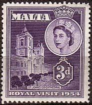 Stamps of Malta 1954 Queen Elizabeth II Royal Visit Fine Mint SG 262 Scott 242