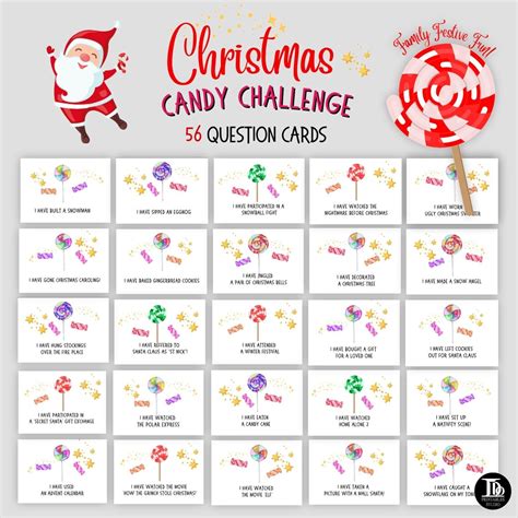 Christmas Candy Challenge Family Game Cards Holiday Candy - Etsy