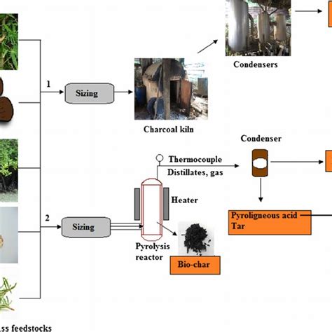 Schematic representation of the production of pyroligneous acid from ...