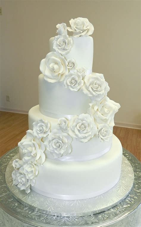 White Roses Wedding Cake - CakeCentral.com