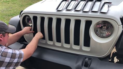 Jeep black grill headlight inserts - YouTube